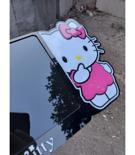 HELLO KITTY KOMPLE PLEKSİ MOTOR PLAKALIK 1adet Lazer Kesim